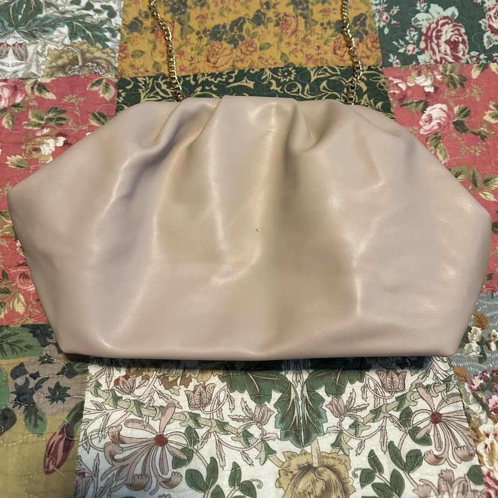 NY&Company Tan Faux Leather Purse. Gold Removal Chain Strap. - Picture 2 of 6